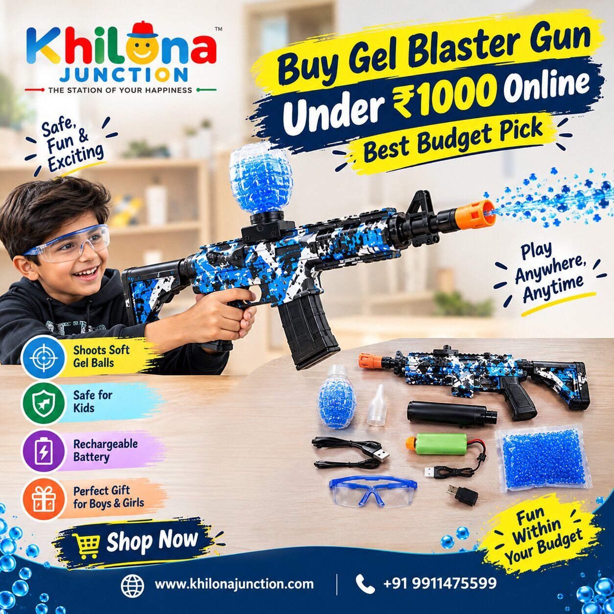 New Delhi, Toys & Games, INR 993,  Buy Gel Blaster Gun Under ₹1000 Online – Best Budget Pick