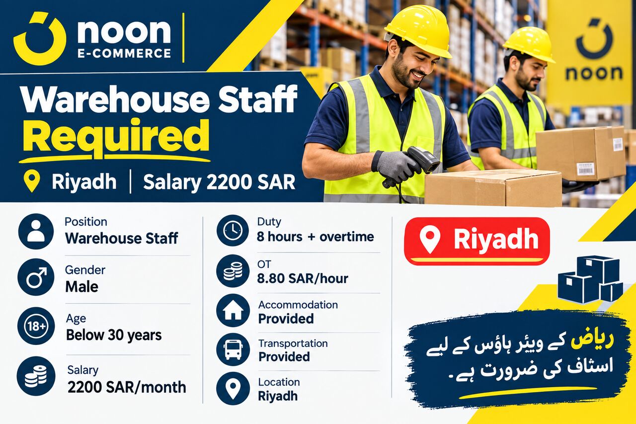 Riyadh, Jobs, Warehouse Staff Required In Riyadh &ndash; Salary 2200 SAR