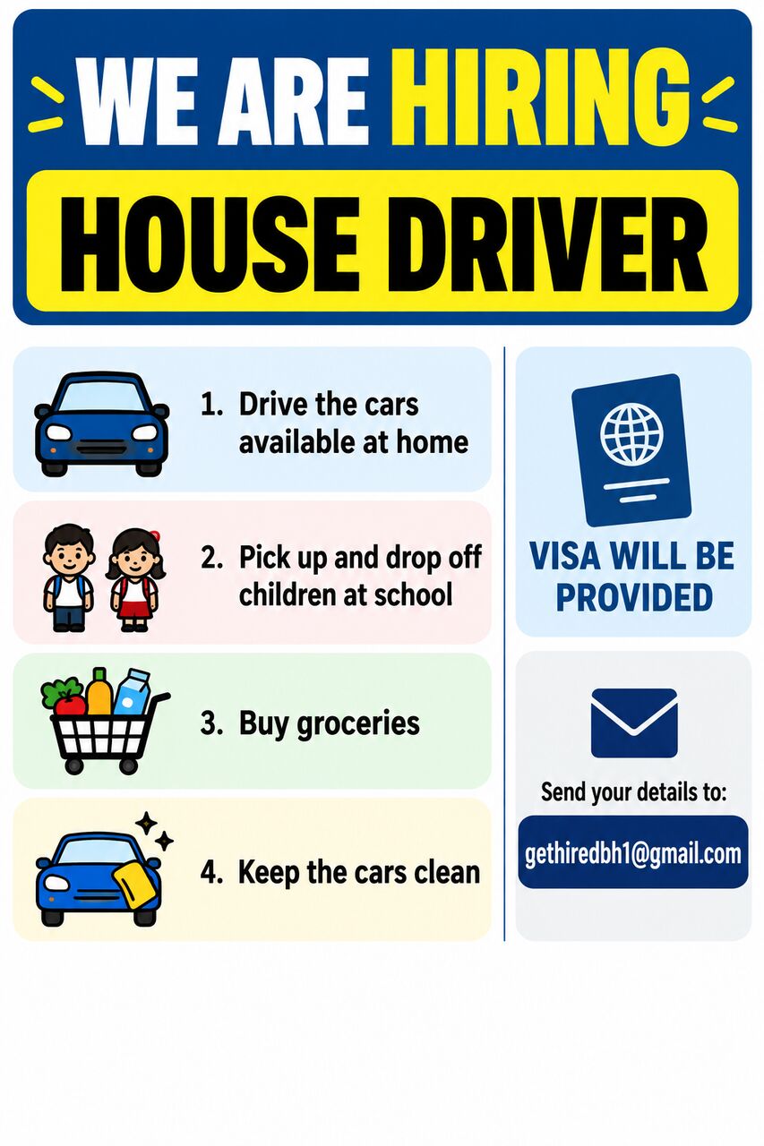 Manama, Jobs, HOUSE DRIVER