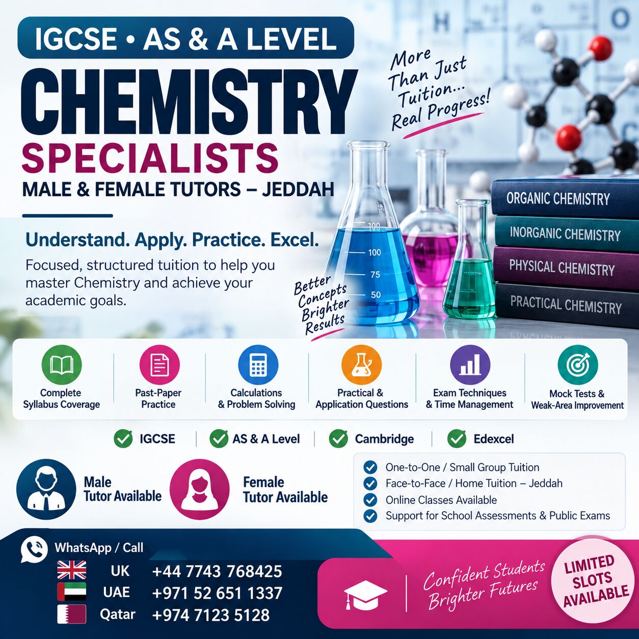 Jeddah, Lessons Offered, IGCSE &bull; AS & A LEVEL CHEMISTRY SPECIALISTS | MALE & FEMALE TUTORS &ndash; JEDDAH