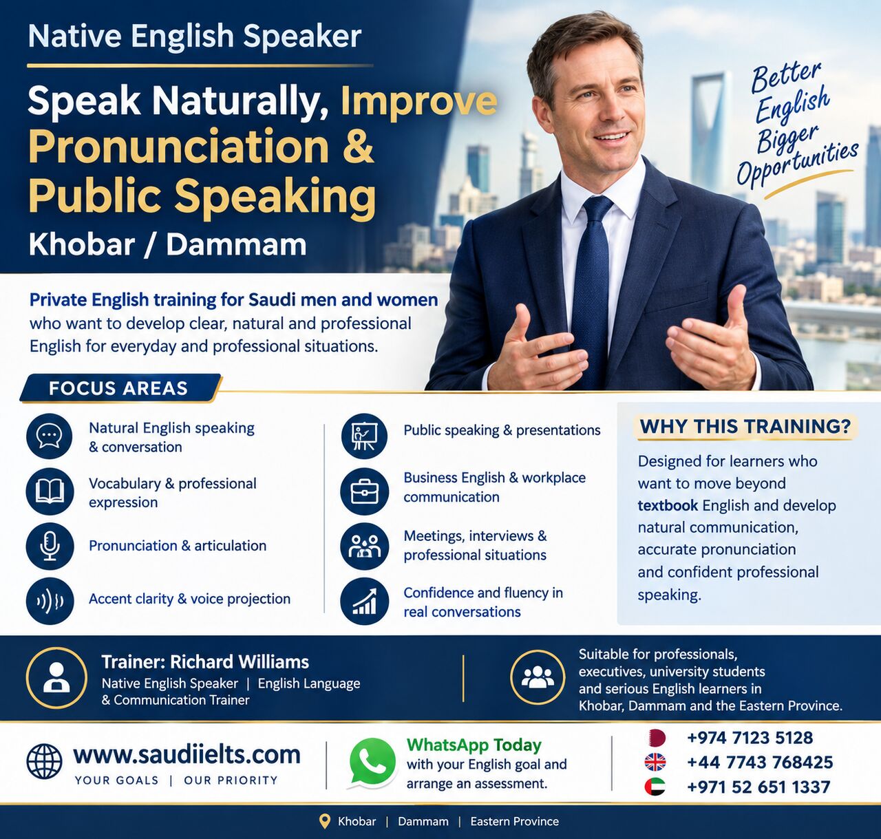 Khobar, Lessons Offered, Native English Speaker &ndash; English Speaking, Pronunciation & Public Speaking | Khobar