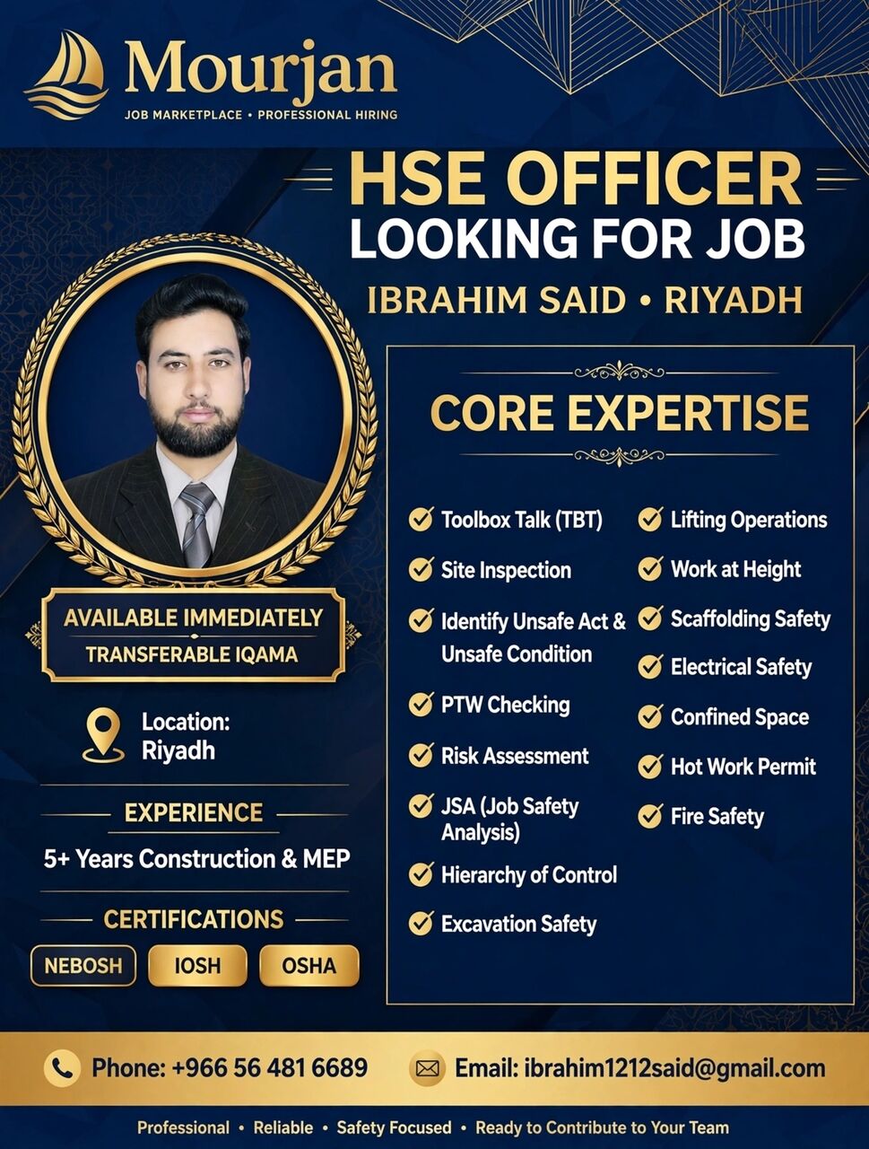 Riyadh, Job Seekers, I Am Looking For HSE OffICER O