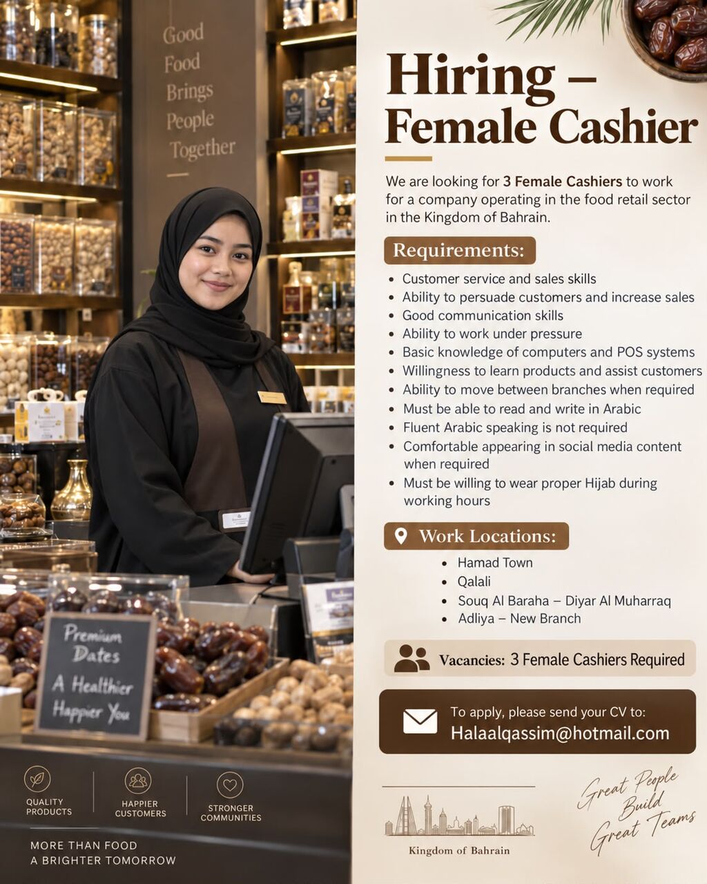 Manama, Jobs, Hiring &ndash; Female Cashier