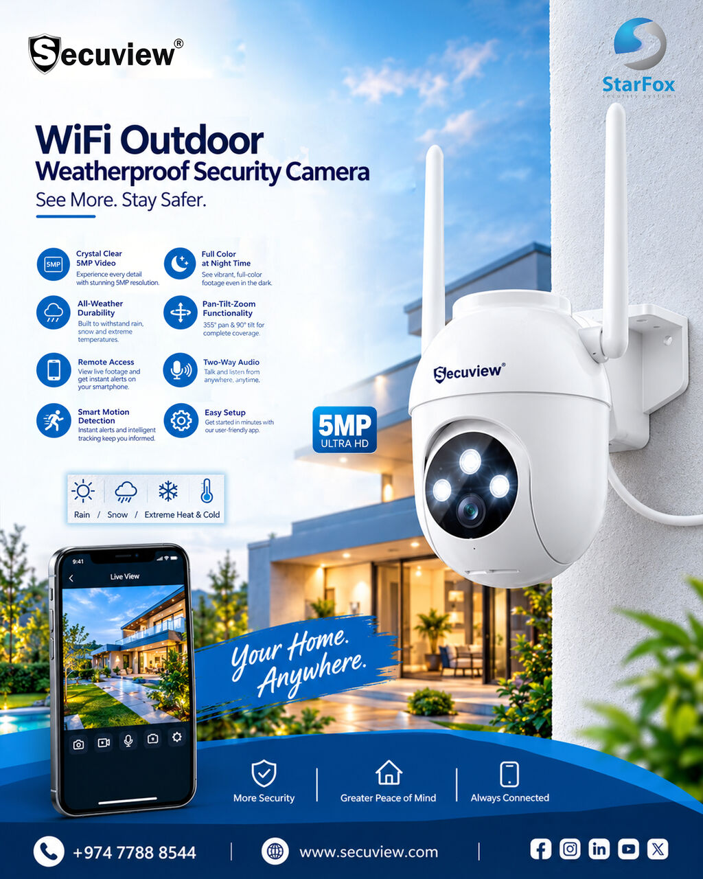 Doha, Electronics, QAR 250,  Secuview WiFi Outdoor Weatherproof Security Camera
