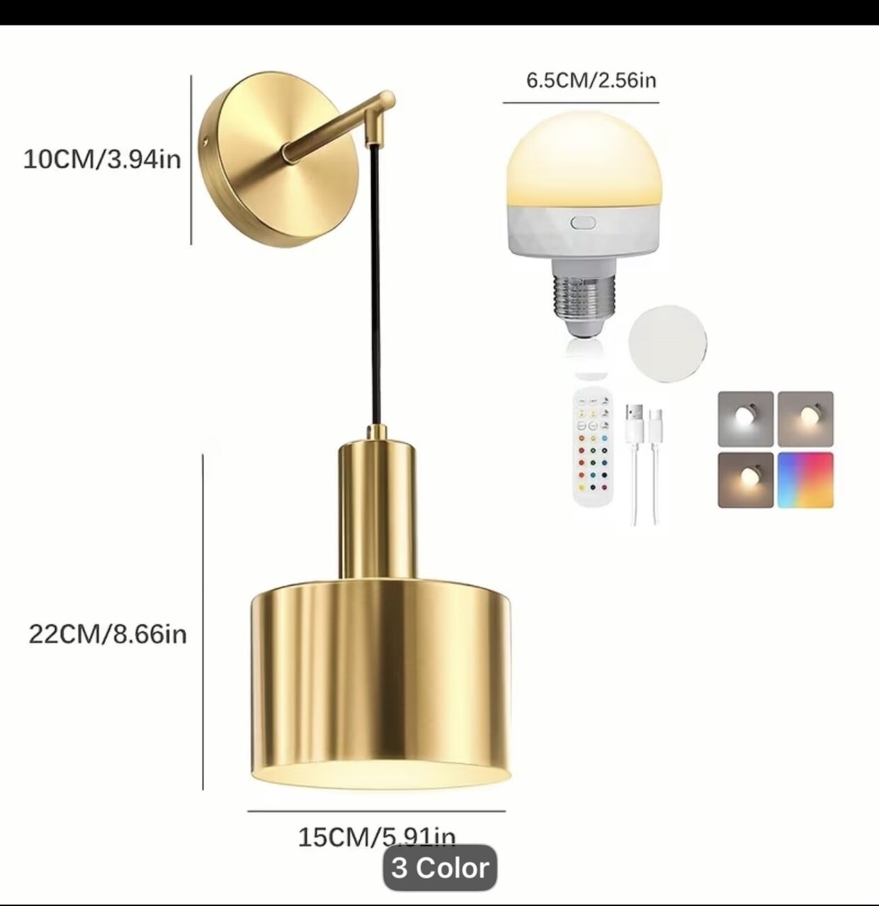 Jeddah, Household Items, SAR 95,  Set Of 2 Wireless Light Sconces Gold Colour