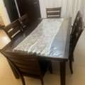 SAR 1100,  Dining Table Set With 6 Wooden Chairs &ndash; Dark Brown (Jeddah)