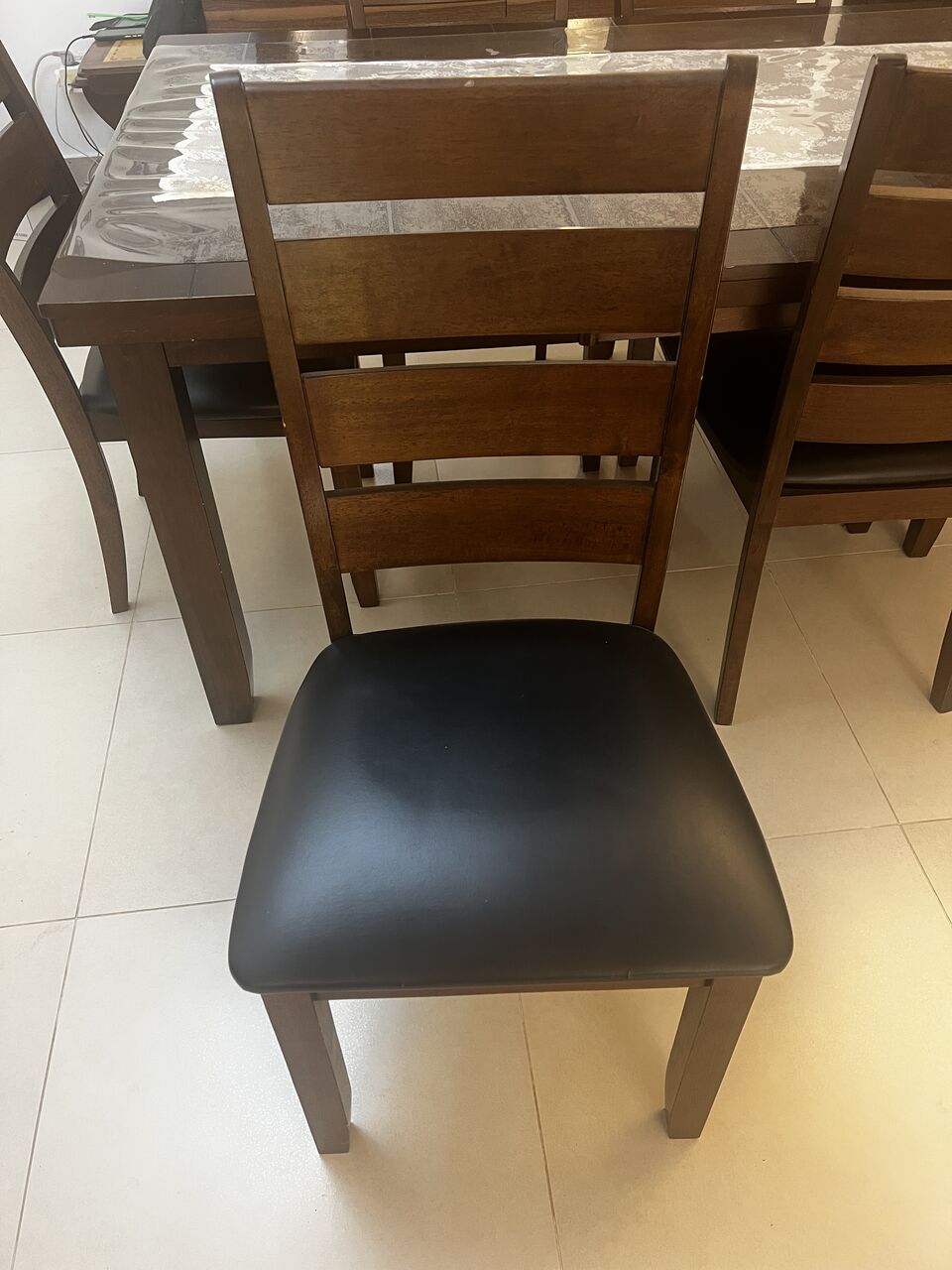 Al Khalidyia, Furniture, SAR 1100,  Dining Table Set With 6 Wooden Chairs &ndash; Dark Brown (Jeddah)
