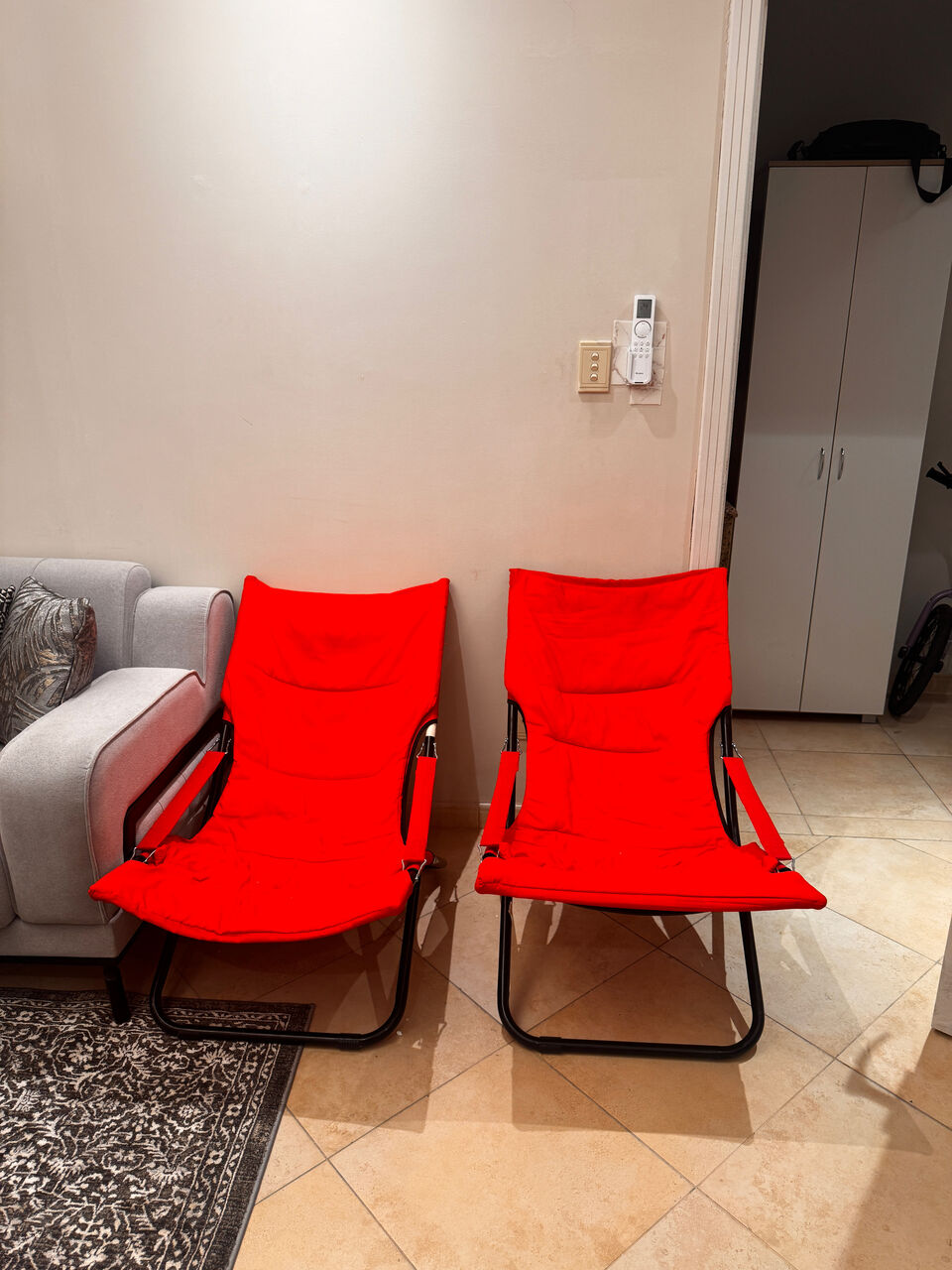 Khobar, Furniture, SAR 160,  Two Foldable Red Outdoor Chairs &ndash; Good Condition