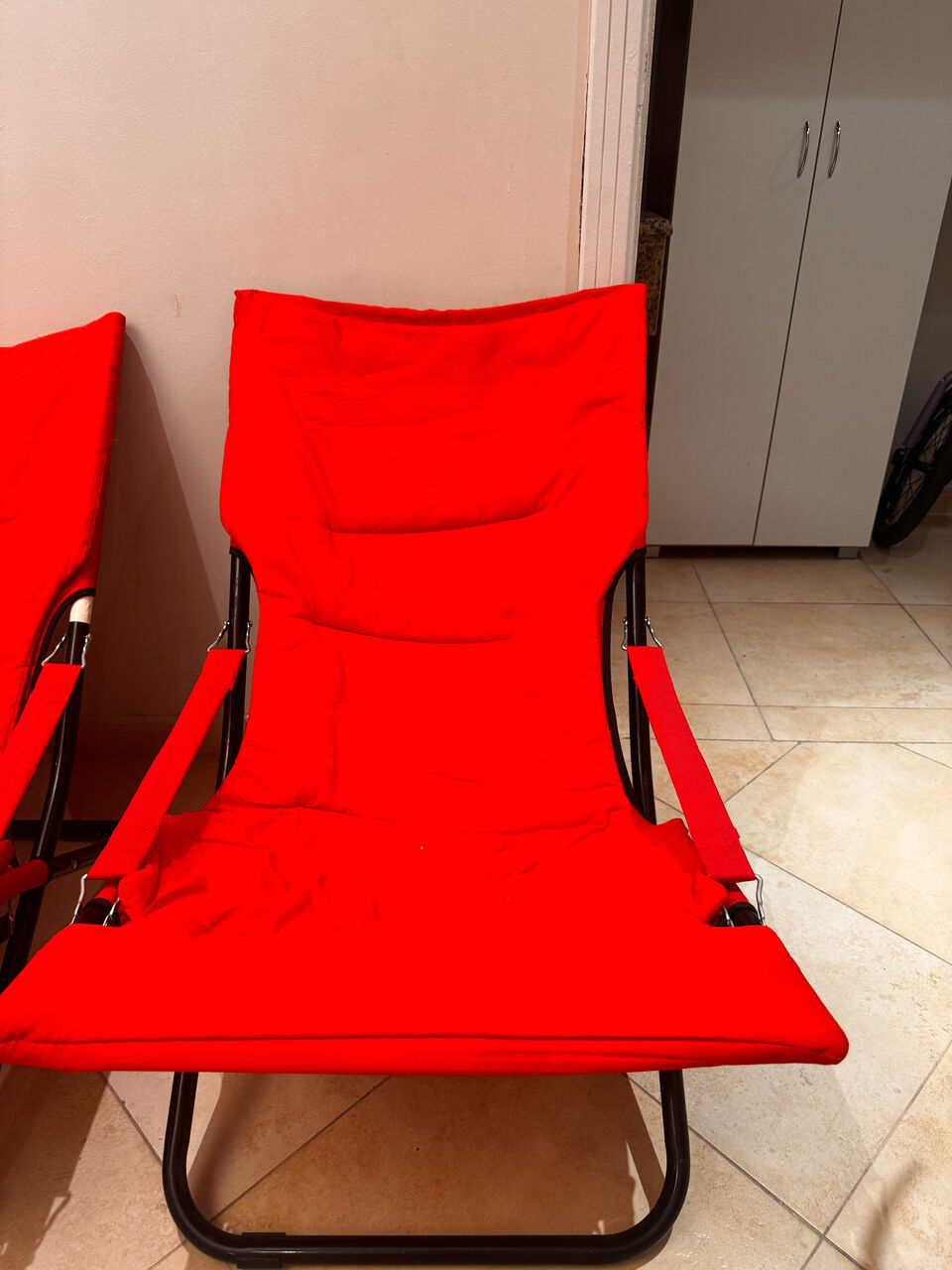 Khobar, Furniture, SAR 160,  Two Foldable Red Outdoor Chairs &ndash; Good Condition