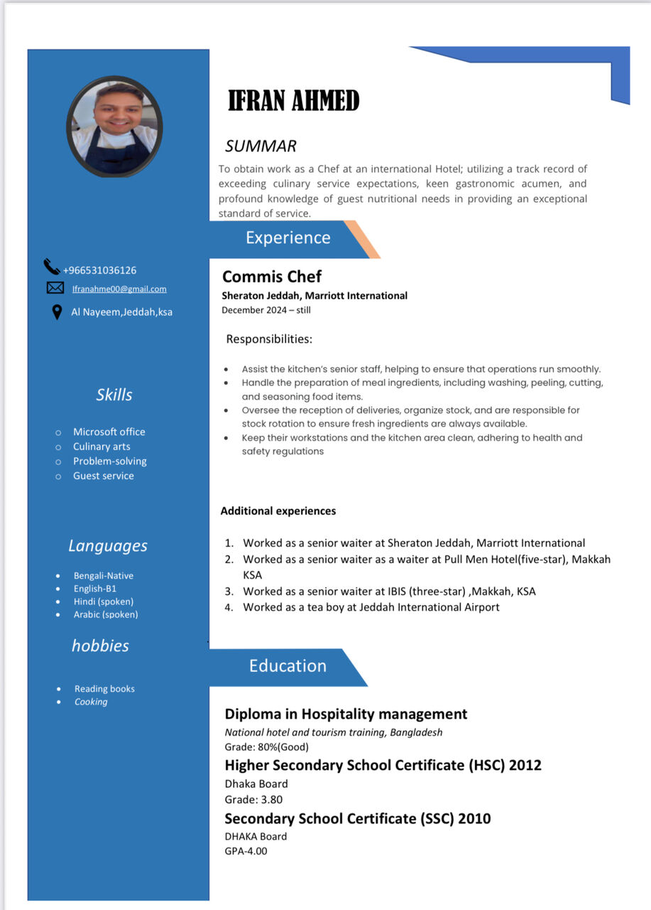 Jeddah, Job Seekers, Commi Chef Job