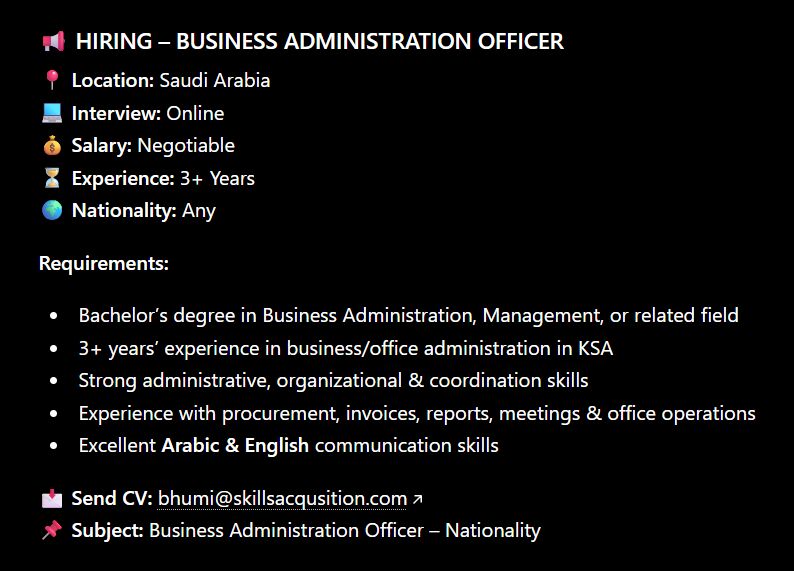 Mumbai, Jobs, Business Administration Officer