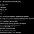 Maintenance Engineer &ndash; Civil