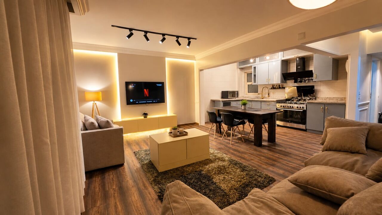 NEW Cairo, Apartments, Flats, Houses & Villas, EGP 50/month,  Furnished,  2 BR,  128 Sq. Meter,  Fully Furnished Apartment For Rent |  New Cairo Ground-floor Apartment With Garden.