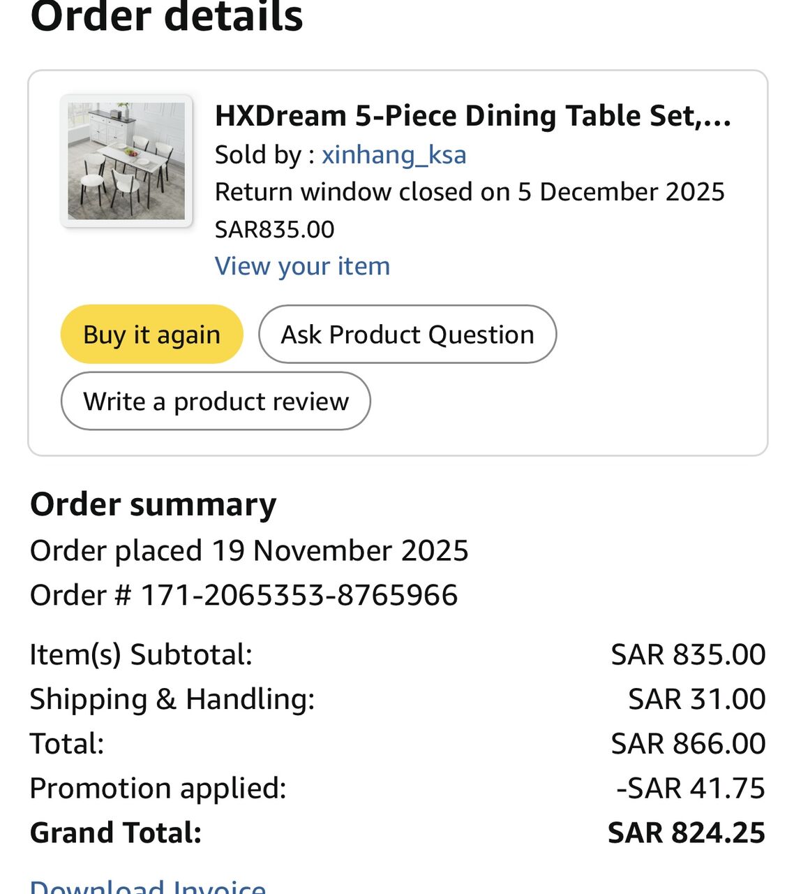 Al Sulaymaniyyah, Household Items, SAR 500,  Dining Table From Amazon For Sale . Brand New