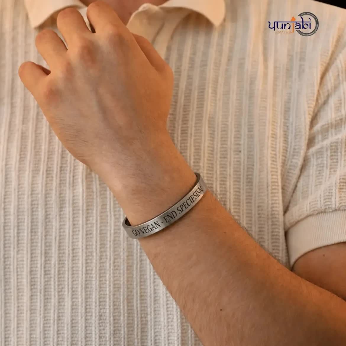 Mumbai, Clothing & Accessories, Customised Activist Kada Bracelet For Men & Women | Stainless Steel Vegan & Animal Rights