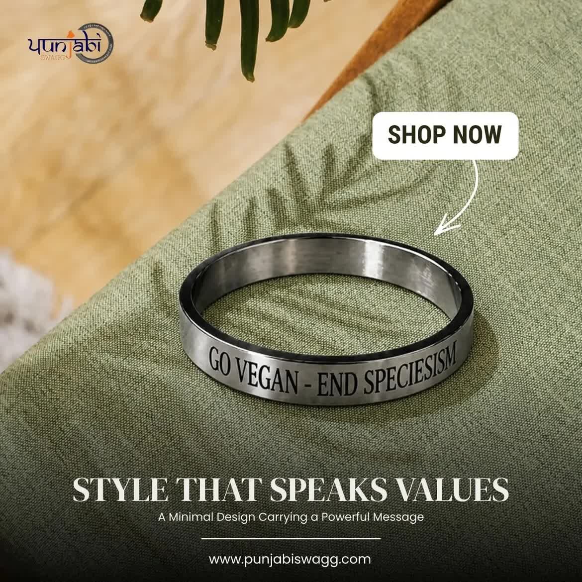 Mumbai, Clothing & Accessories, Customised Activist Kada Bracelet For Men & Women | Stainless Steel Vegan & Animal Rights