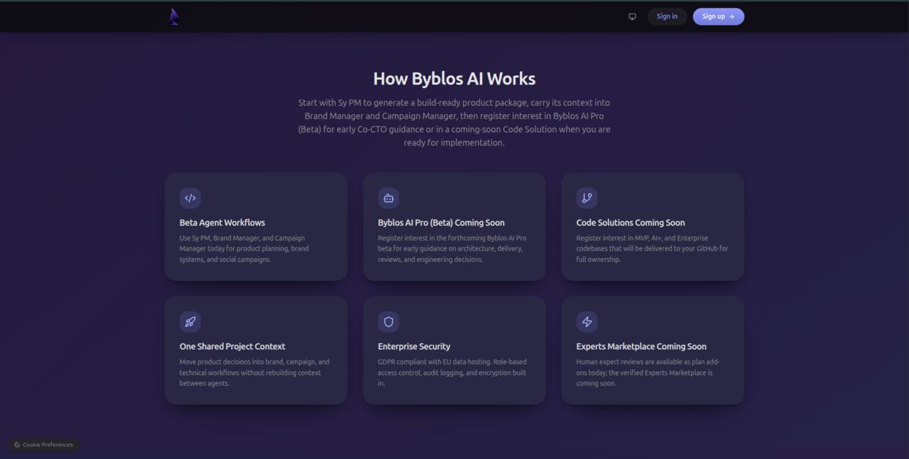 London, Software Development, Byblos AI: AI Co-founder For Clearer Product Decisions And Delivery