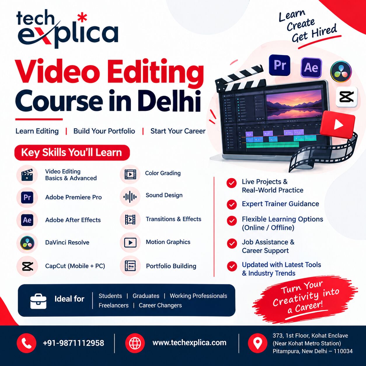 New Delhi, Lessons Offered, Video Editing Course In Delhi