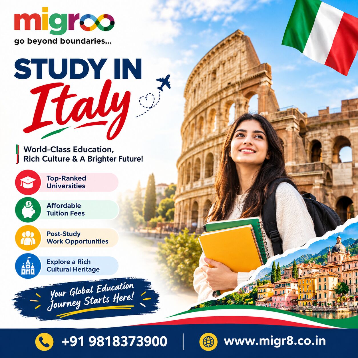 Rohini, Free Items, Study In Italy
