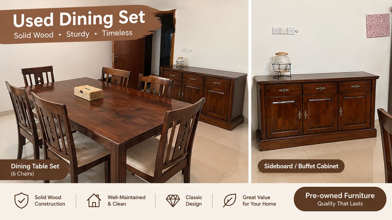 Al Rakah Al Shamaliyah, Furniture, SAR 1,  Used Dining Table For Six With Sideboard