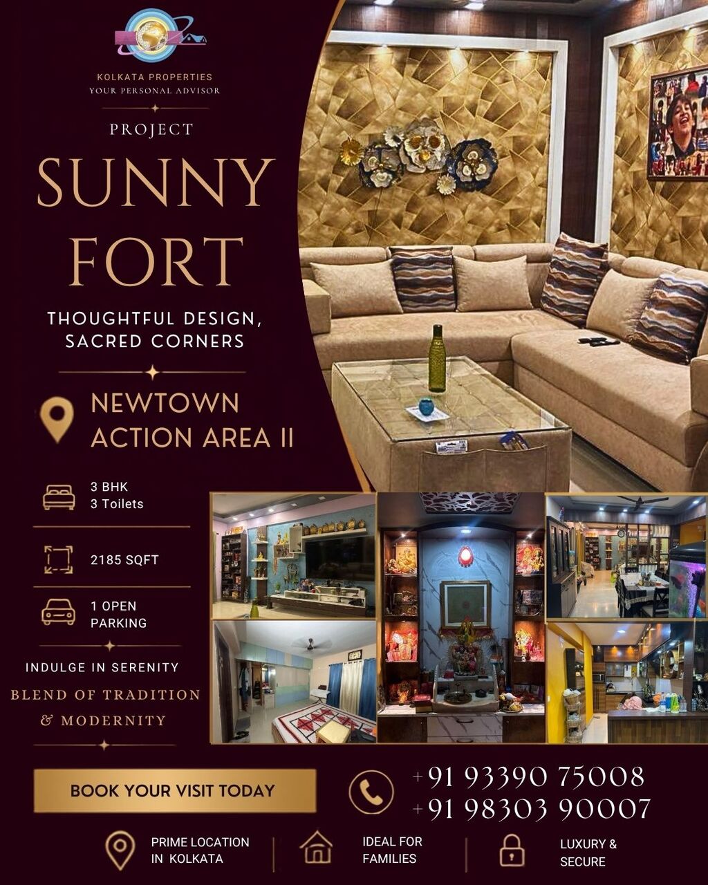 Kolkata, Real Estate For Sale, INR 19200000,  3 BR,  2185 Sq. Feet,  Sunny Fort For Sale