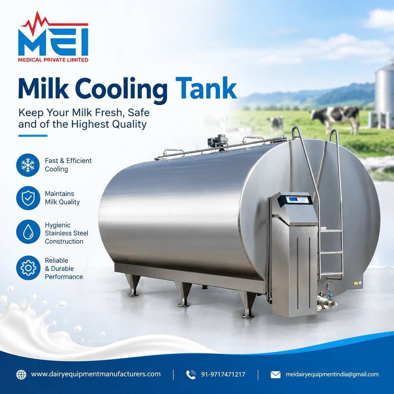 New Delhi, Industrial Machinery, Hygienic Milk Cooling Tank For Fresh Milk Storage