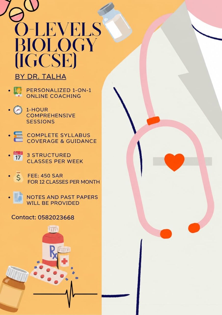 Riyadh, Lessons Offered, 🧬 O-Level / IGCSE Biology Online Tuition | 1-to-1 Classes