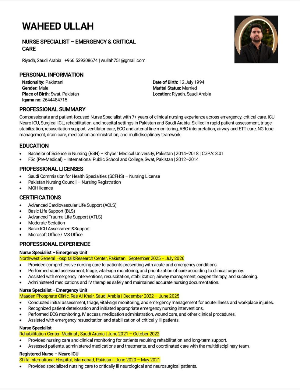 Riyadh, Job Seekers, Nurse Specialist
