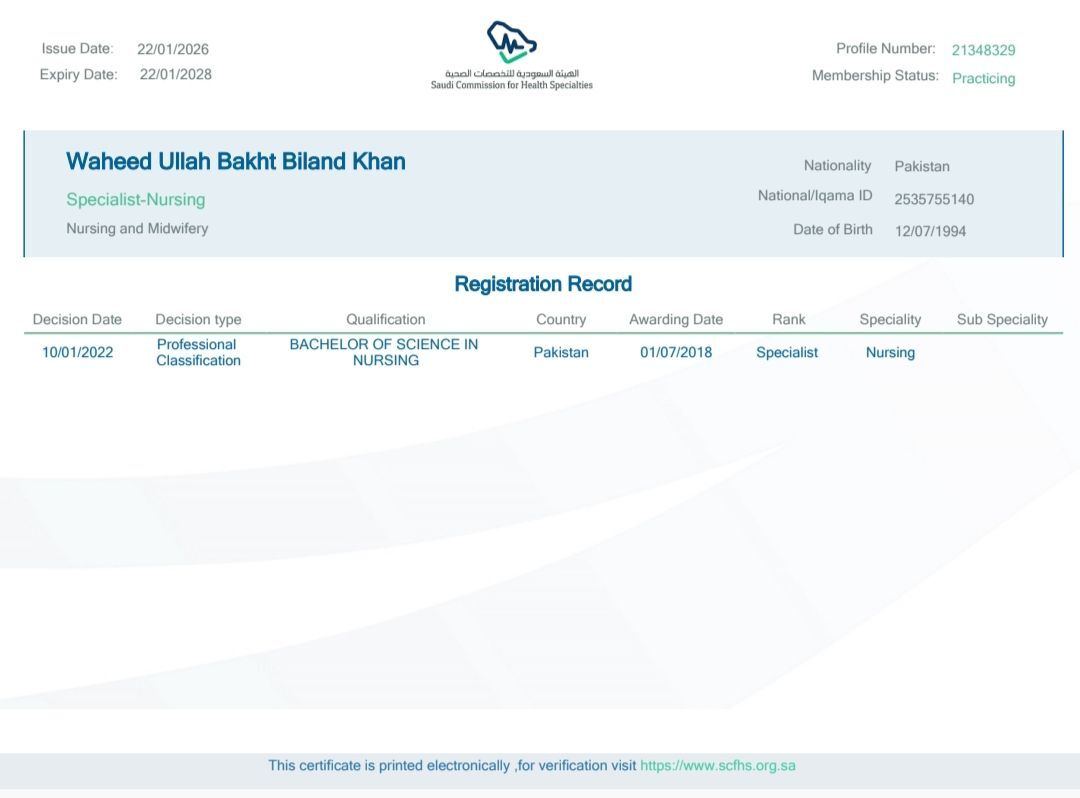 Riyadh, Job Seekers, Nurse Specialist