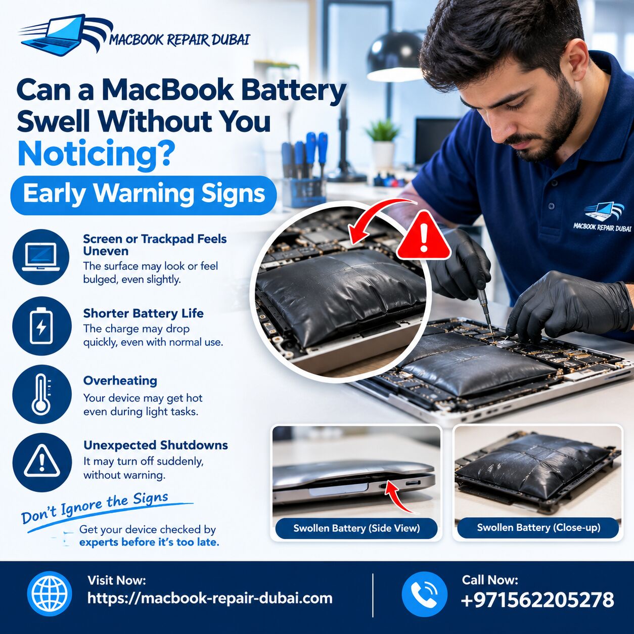 Dubai, Computer, Can A MacBook Battery Swell Without You Noticing? Early Warning Signs