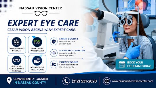 New York, Health, Convenient Walk-In Eye Doctor FiDi At Nassau Fulton Vision Center