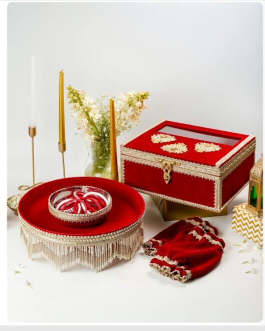Mumbai, Materials, INR 1800,  Luxury Tikka Thaal Sets | Handcrafted Wedding Platters | Navka Studios