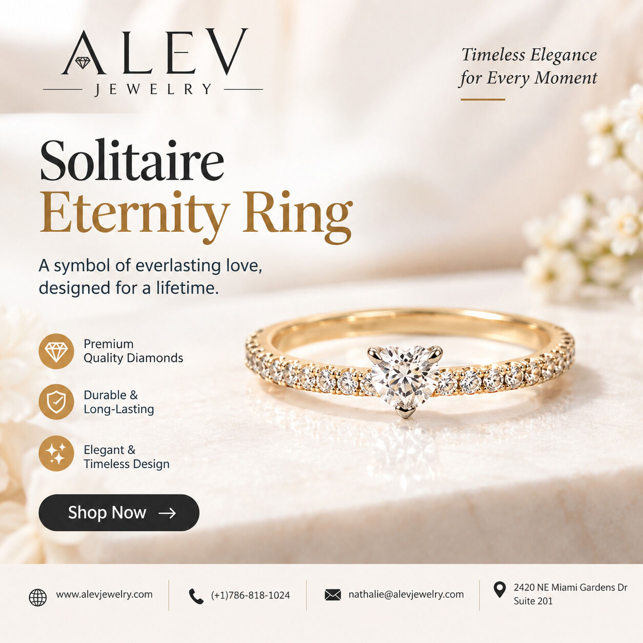 Miami, Jewelry, Solitaire Eternity Ring &ndash; Timeless Elegance By Alev Jewelry