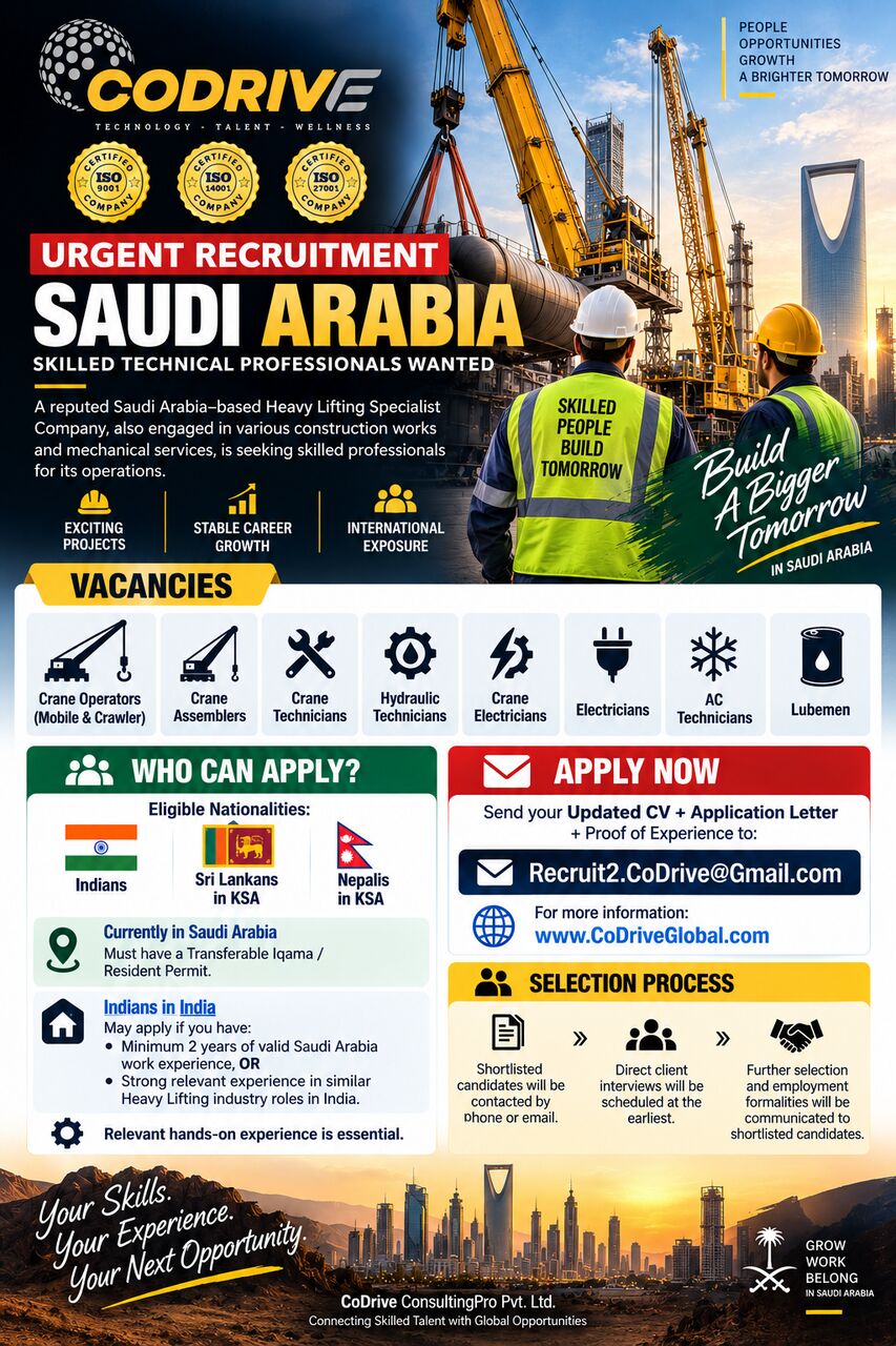 Riyadh, Jobs, HEAVY LIFTING COMPANY ROLES