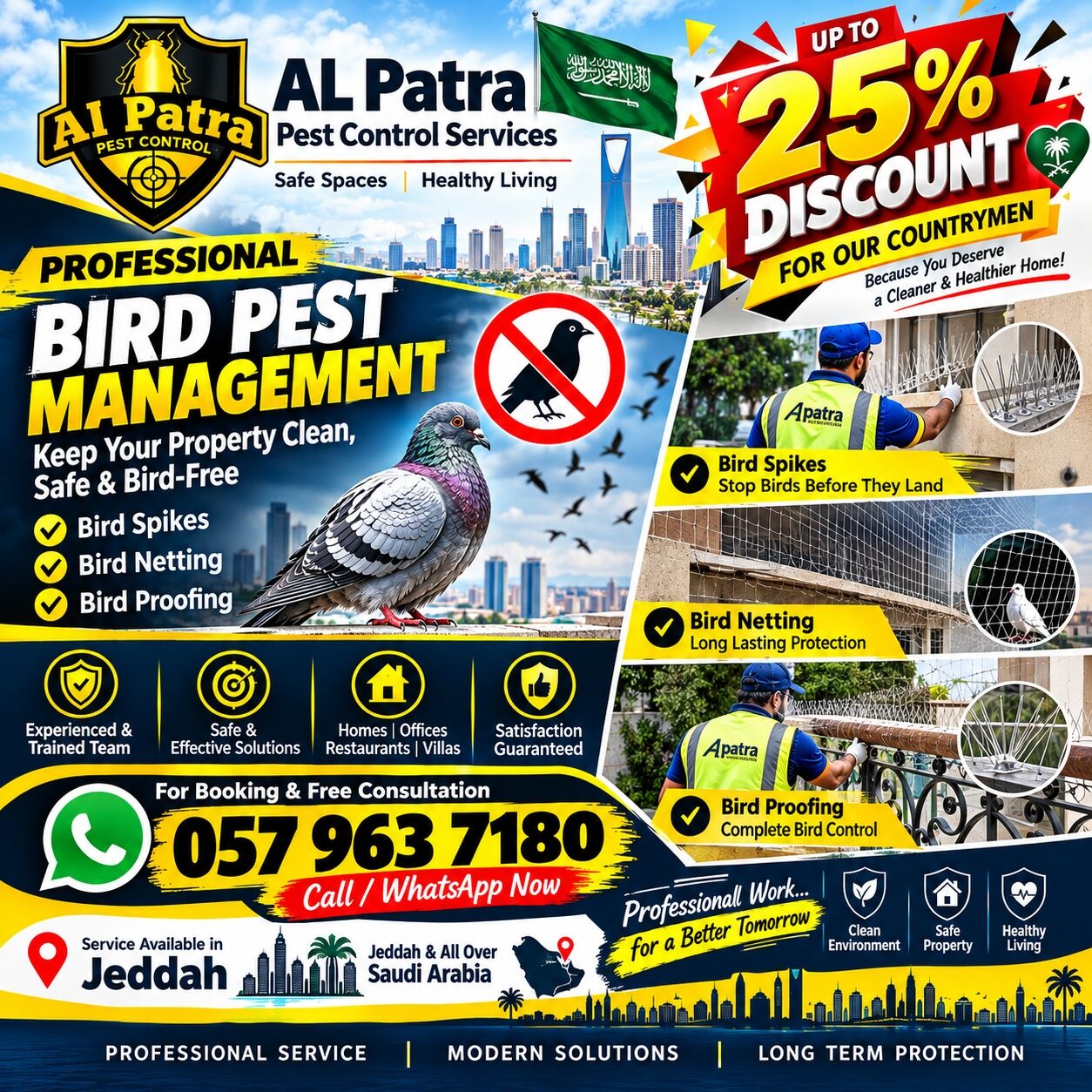 Jeddah, Pest Control, 🏡 Bird Control For Villas & Compounds In Jeddah | Professional Protection