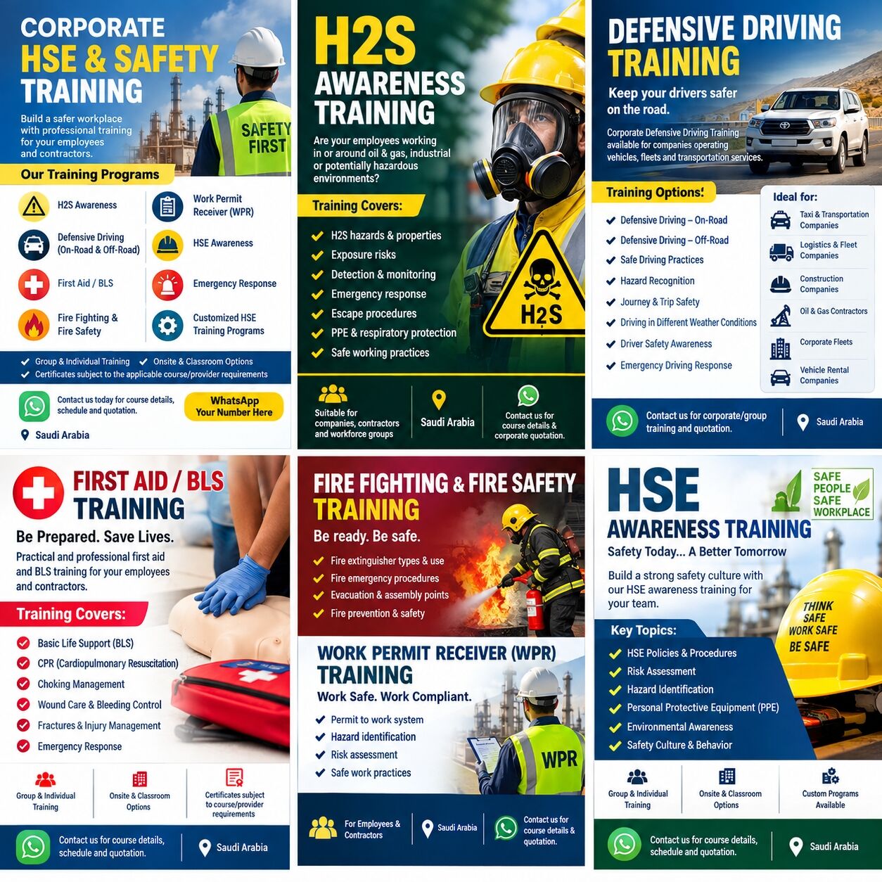 Riyadh, Lessons Offered, HSE Competency Certificates, Trainings