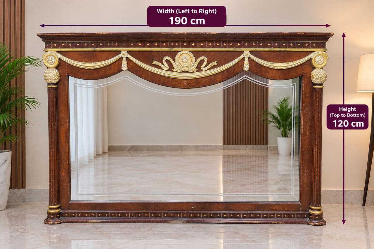 Hoora, Furniture, BHD 12,  Large Ornate Classic Wooden Mirror (190 X 120 Cm)...36471122