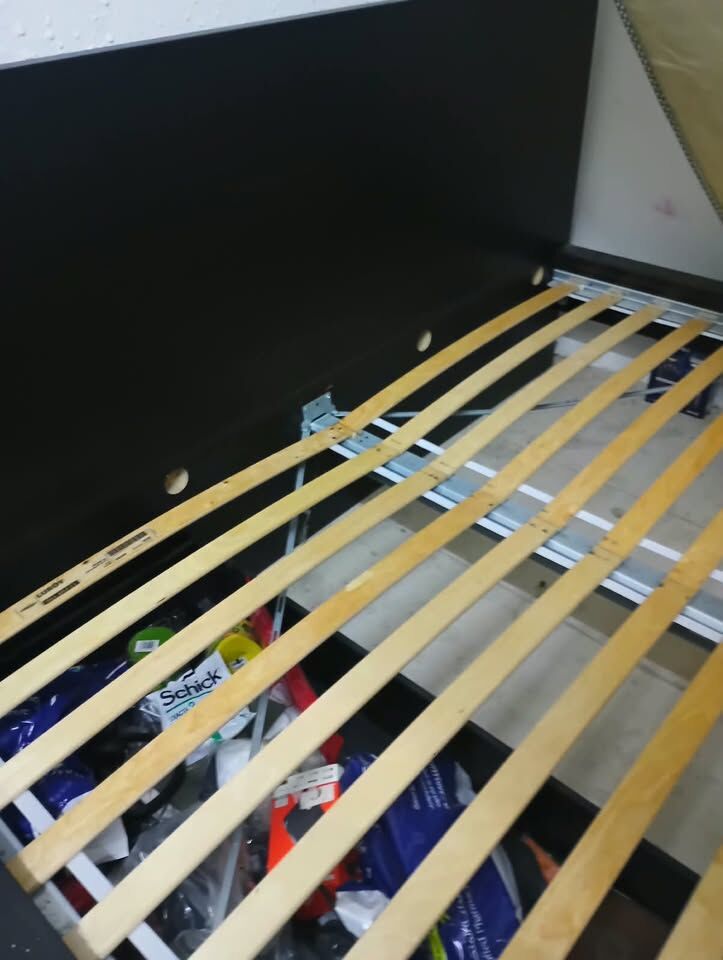 Riyadh, Furniture, SAR 800,  IKEA Wooden Double Bed + Two Big Drawers Under The Bed + One Side Table + Mattress