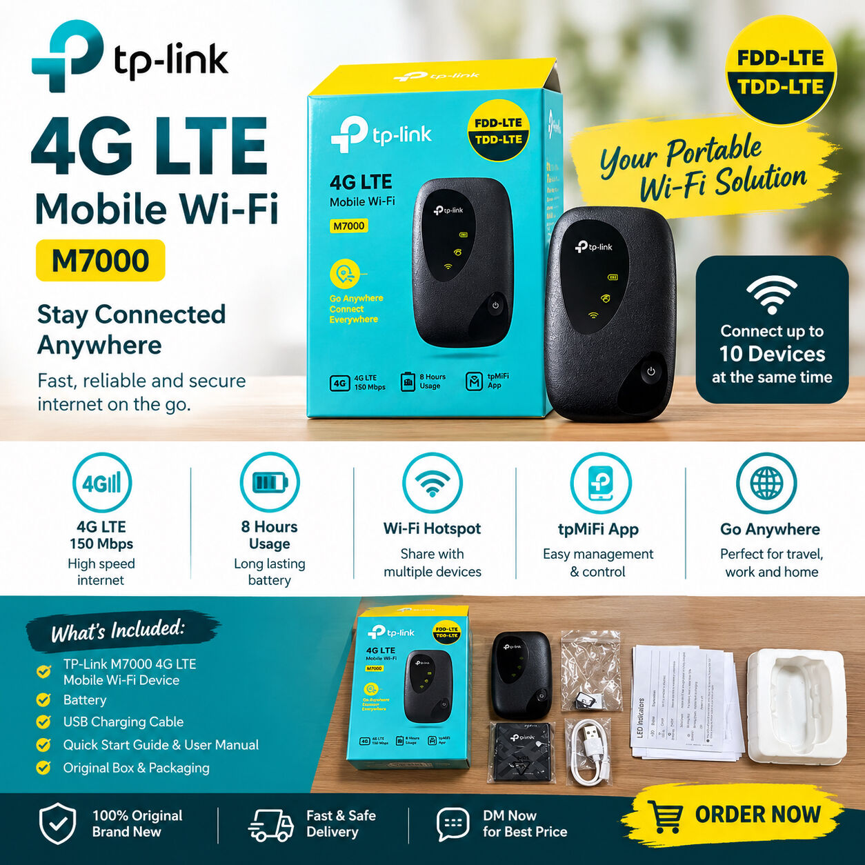 Al Malaz, Mobile Phones, SAR 120,  TP-Link M7000 4G LTE Mobile Wi-Fi &mdash; For Sale