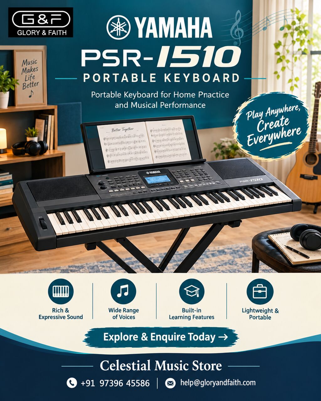 Mumbai, Guides/Interpreters, Explore Yamaha PSR I510 Portable Keyboard