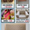 BHD 1, Sofa, Swing, Side Drawers,Coffee Table, Queen Size Mattress