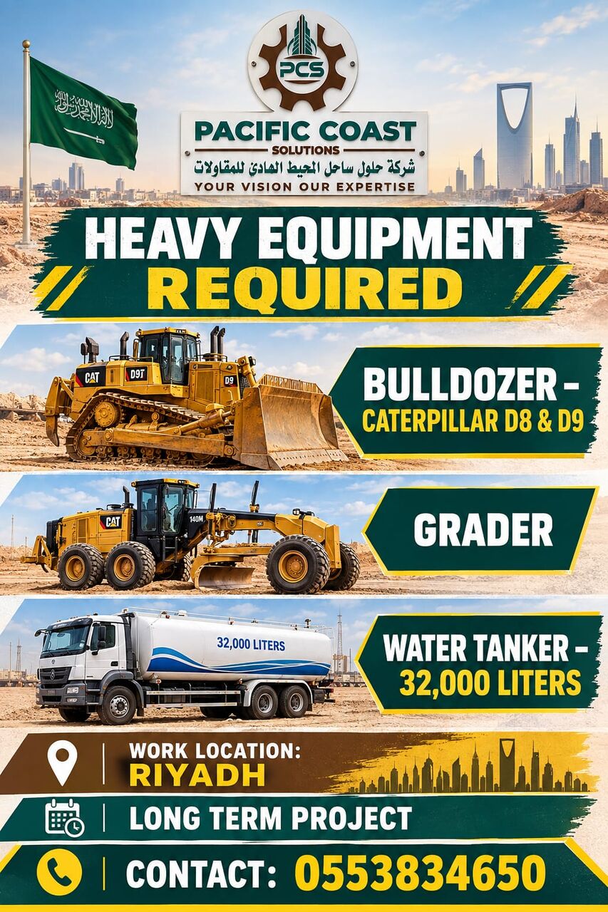 Jubail, Jobs, Bulldozer, Grader, Water Tankeer