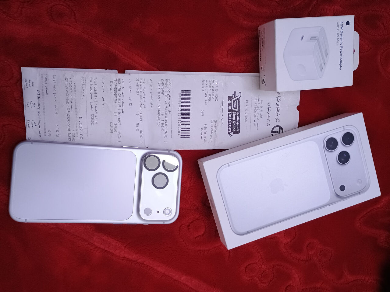 Al Wizarat, Mobile Phones, SAR 4600,  Apple Iphone17 Promax 256GB Grey Esim Model A3525+ Apple 40 Watt Dynamic Power Adapter