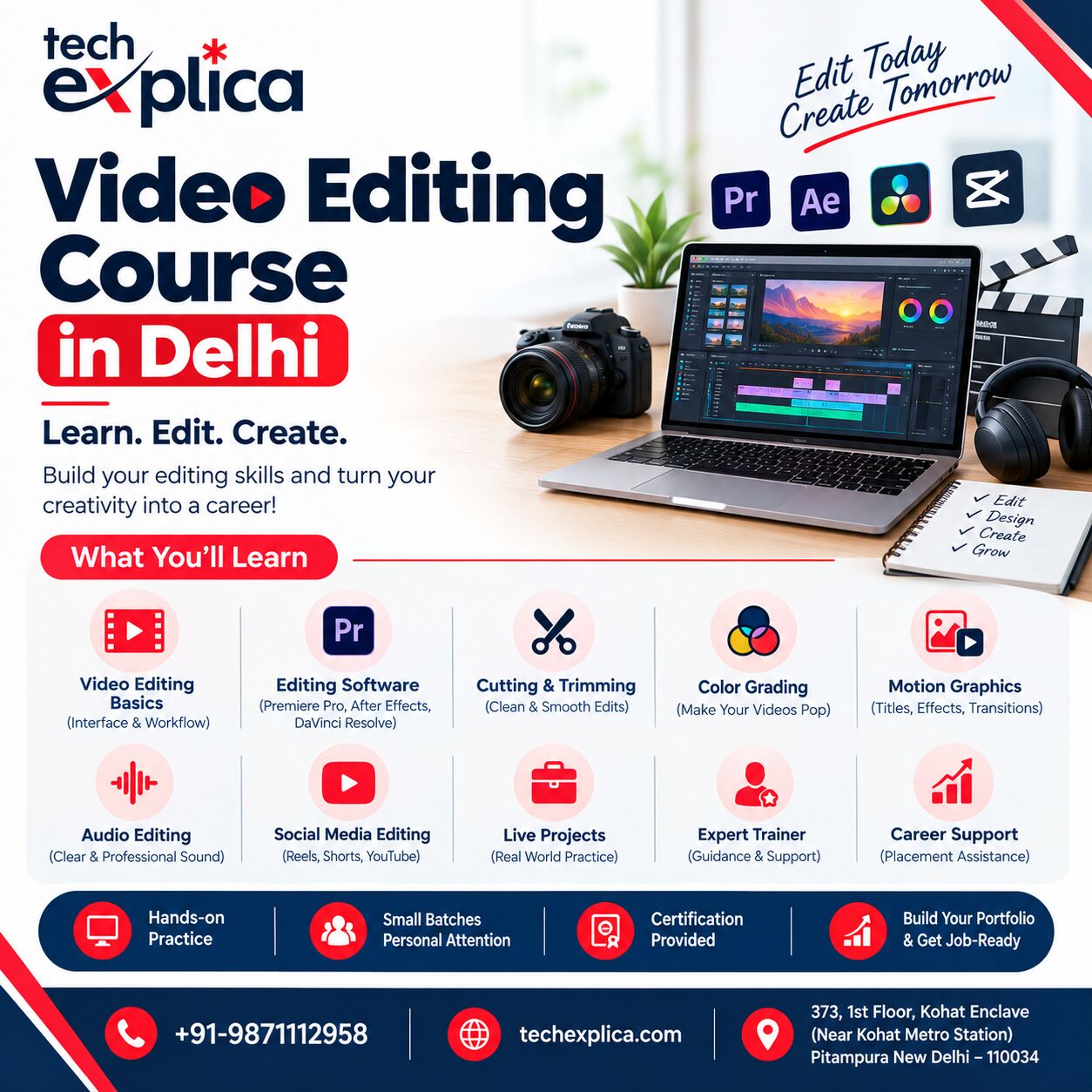 New Delhi, Lessons Offered, Video Editing Course In Delhi