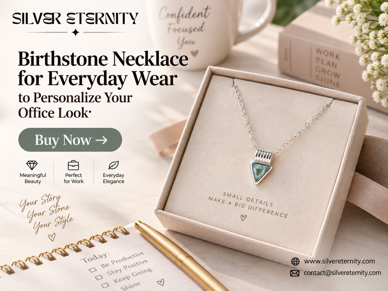 Jaipur, Jewelry, INR 4300,  Buy Now Birthstone Necklace For Everyday Wear To Personalize Your Office Look