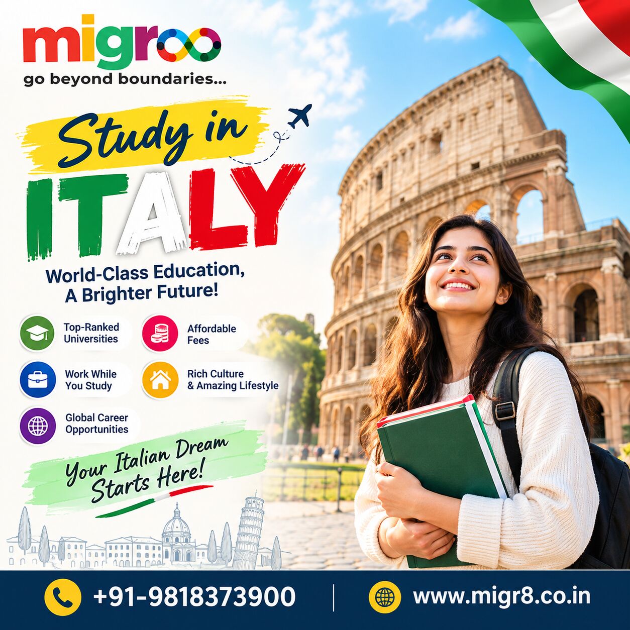 Rohini, Free Items, Study In Italy