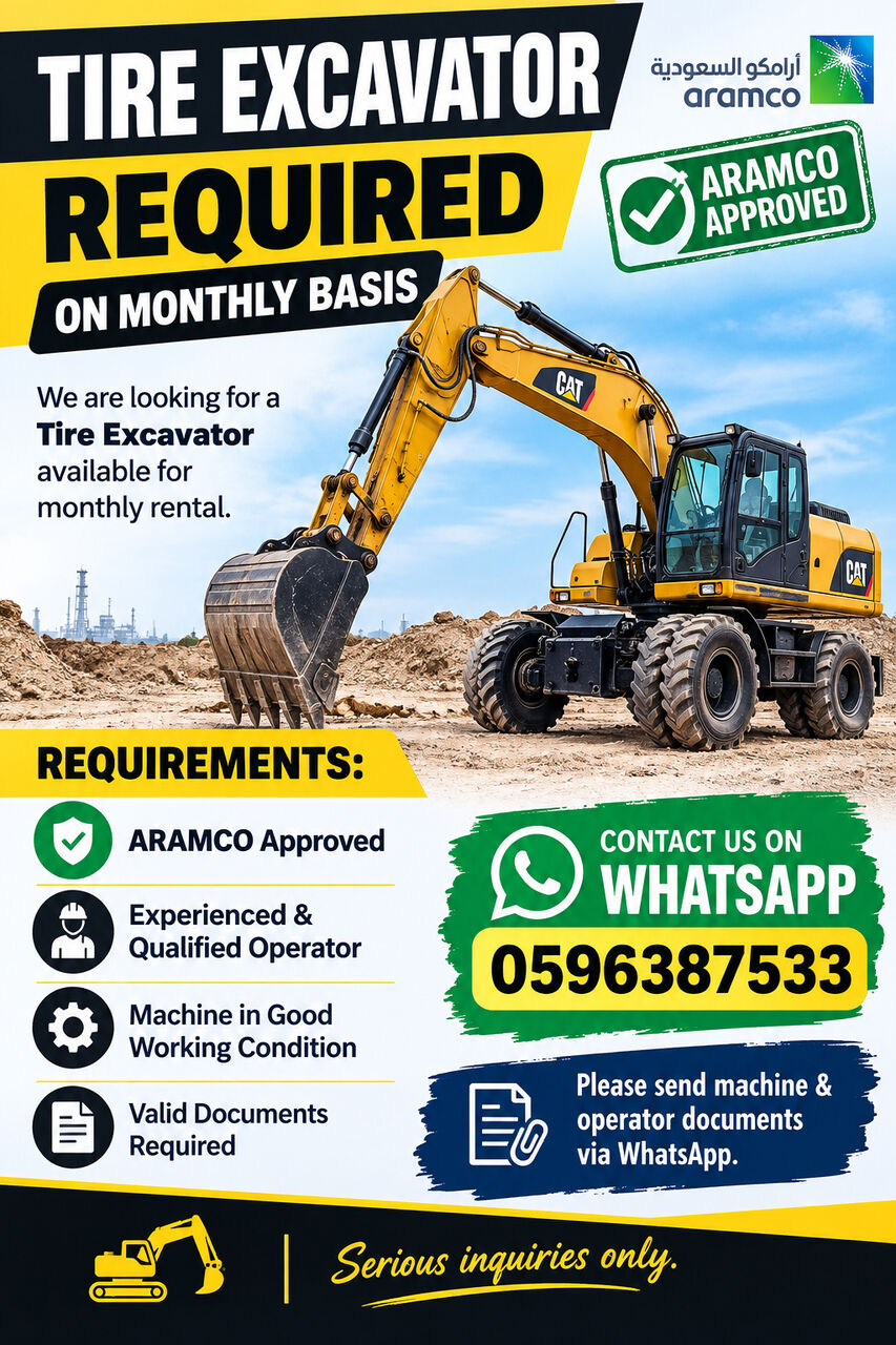 Jubail Industrial City, Jobs, Tire Excavator