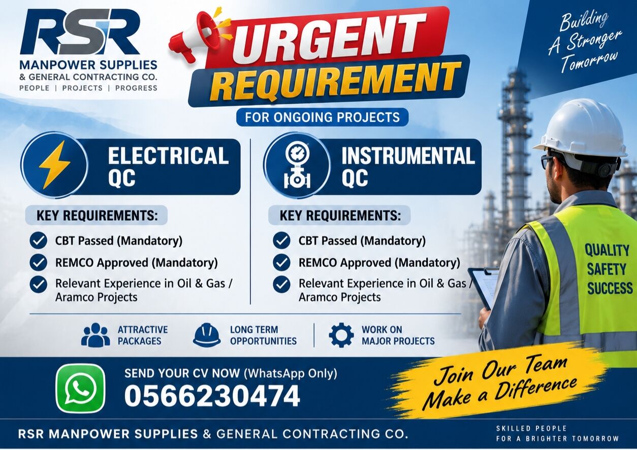 Jubail, Jobs, 💥Urgent Requirement💥