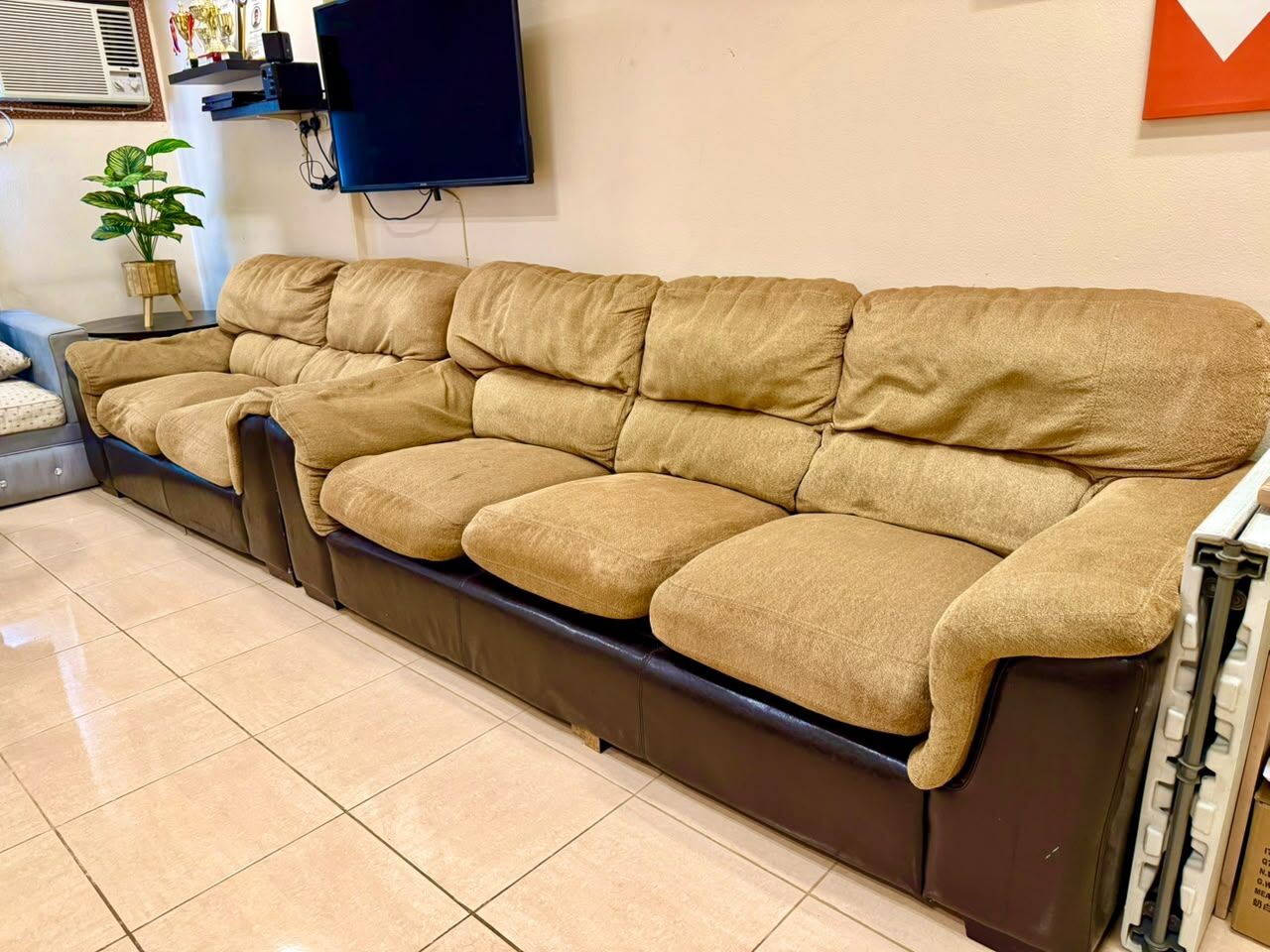 Al Malaz, Furniture, SAR 300,  HomeCenter® 3 Piece Sofa Set Golden Brown Color