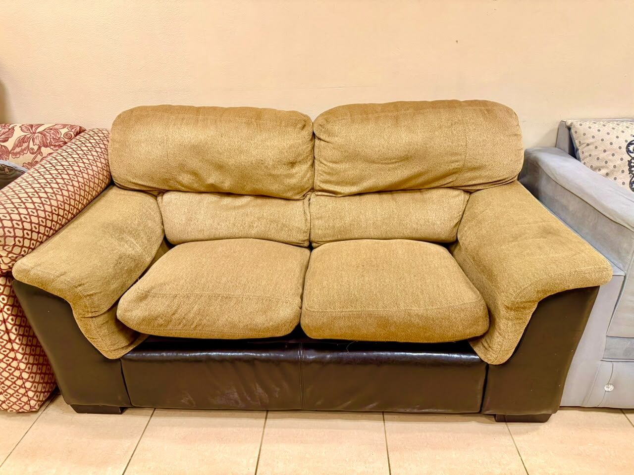 Al Malaz, Furniture, SAR 300,  HomeCenter® 3 Piece Sofa Set Golden Brown Color